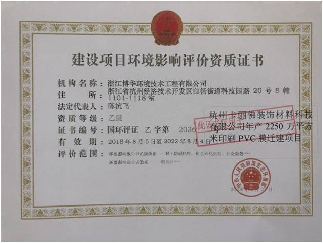 Construction project environmental impact assessment qualification certificate