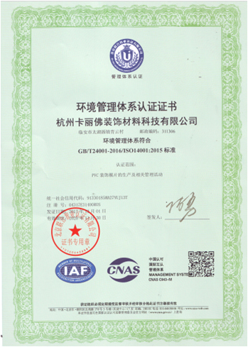 Environmental Management System Certificate